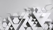 © Jessi - abstract white background with triangles and hexagons simple geometric shapes modern design flat lay composition texture of paper text or symbols