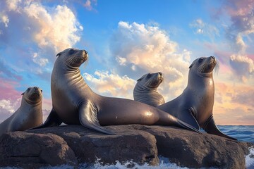 the steller sea lion rookery features a gathering of northern sea lions soaking up the sun on a seas