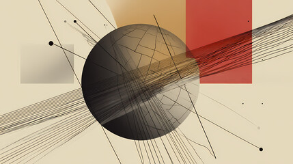 Wall Mural - A sketch illustration of a detailed globe with network lines and nodes, set against a white background with minimalist line art and subtle bokeh elements, business concept. minimalist. Illustration