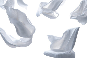 Canvas Print - abstract flowing white fabric on a transparent background vector, creating a sense of movement, eleg
