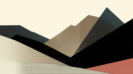 Wall Mural - Abstract line art landscape mountain gold isolated on white background. minimal luxury style. generative ai. minimalist. Illustration