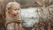 © Harry - Adorable Little Girl Winter Portrait Peaceful Serene Child Nature Outdoors Pretty Blonde Hair Cute Innocent Expression Soft Knit Scarf Beautiful Eyes Gentle Snowfall Tranquil Scene