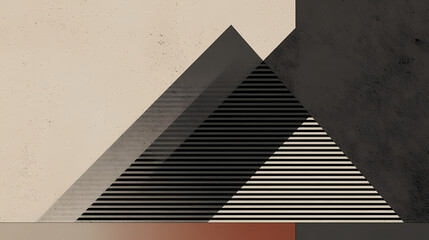 Wall Mural - Black background with embossed 3d shape. minimalist surface with raised triangle. 3d render. minimalist. Illustration