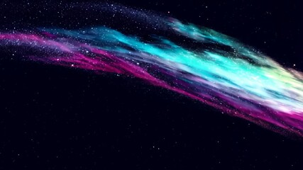 Wall Mural - Radiant cosmic streak with multicolored trails and stardust, against a backdrop of distant stars