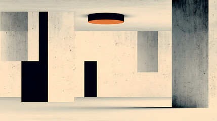 Wall Mural - minimalist industrial space with concrete floor and ceiling light. 3d render. minimalist. illustrati