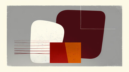 Wall Mural - minimalistic earth tones, light brown, beige and white abstract organic geometrical shapes acrylic p