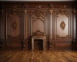 Painel de Madeira Intrincado com Lareira