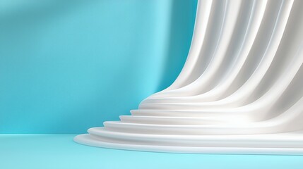 Abstract White Steps and Blue Background