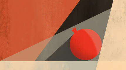 Wall Mural - ripe pomegranate on a textured surface with light and shadow for food, home, or holiday designs. min