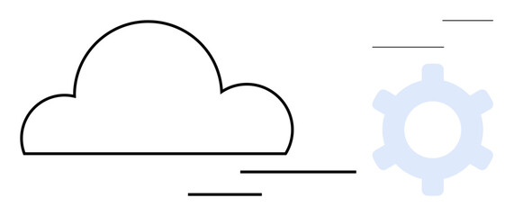 Wall Mural - cloud with dynamic lines and a gear overlay, symbolizing technology, innovation, automation, and wor
