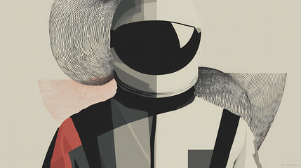 Wall Mural - white astronaut with black visor in front view. detailed 3d render of a space explorer in a minimali
