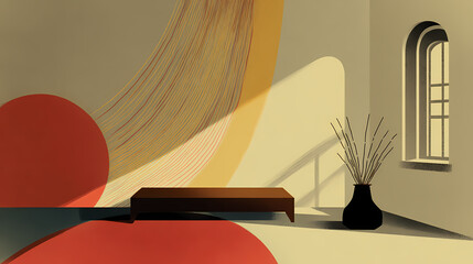 Wall Mural - a rustic bedroom with natural light and elegant design features. minimalist. illustration