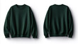 © yun visual - a Forest green crewneck sweatshirt mockup with long sleeves, front and back views, isolated on a white background.