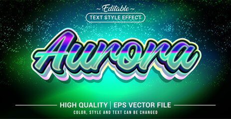 Leinwandbilder - Editable text style effect - Aurora text style theme. Vector text style illustration template.