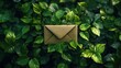 © rak - a natural communication concept showcasing an envelope resting amidst lush foliage symbolizing eco-friendly correspondence and a connection to environmental awareness initiatives