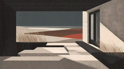 Wall Mural - modern minimalist coastal retreat