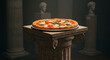 © gabriel - Delicious margherita pizza on ancient column food photography italian cuisine restaurant menu gourmet pizza