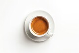 pixel perfect picture of top view a cup of espresso coffee isolated on white background