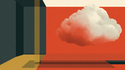 Wall Mural - Pink cloud floating in a room. generative ai. minimalist. Illustration