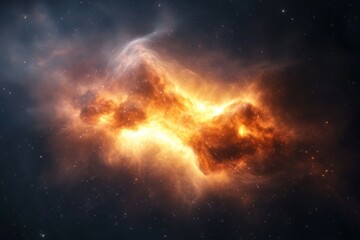Wall Mural - bright orange cloud of gas and dust in space