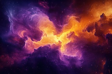 Wall Mural - swirling colors of purple in a brilliant space nebula displaying cosmic beauty and mystery, brillian