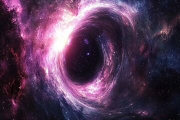 Wall Mural - immense cosmic void surrounded by vibrant galaxies and shimmering stars in a space vista, big hole i