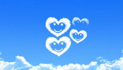 Wall Mural - romantic heart-shaped clouds in the blue sky