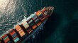 © songpol152 - Cargo ship transporting containers on open water maritime industry aerial view dynamic ocean environment