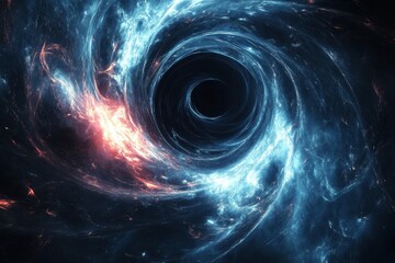 Wall Mural - swirling black hole with glowing energy creating vibrant cosmic patterns in outer space, abstract sw