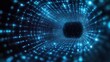 © littlekid - Glowing blue digital tunnel composed of numerous small light dots creating a futuristic and immersive visual effect