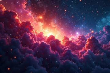 Wall Mural - close-up shot of shimmering cosmic dust and nebulae, swirling gases in vibrant hues, illustrating th