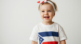 Happy Toddler Girl in Patriotic Shirt