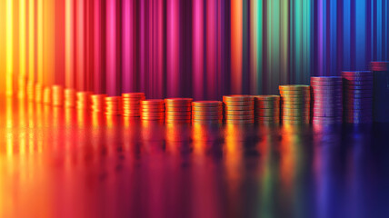 Wall Mural - coin graph with upward movement representing economic and investment growth and financial success