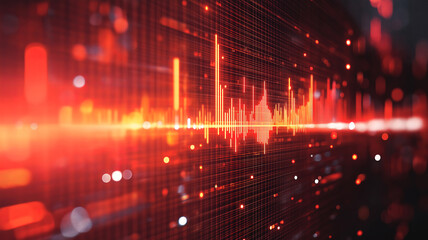 Wall Mural - digital data analysis displayed in red with abstract visual representation of market