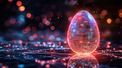 Wall Mural - digital network background with a futuristic easter egg design showcasing stock graphs