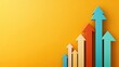 © wikkie - Ascending Colorful Arrows on Yellow Background: Growth, Progress, and Success Visualization