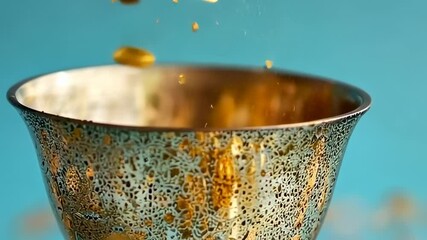 Wall Mural - Golden Chalice with Falling Confetti
