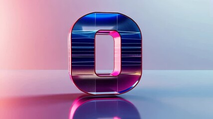 Wall Mural - neon glass letter zero reflection
