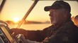 © Dhananjay - Man navigating boat at sunset