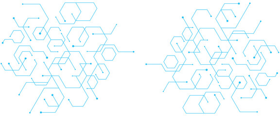 Wall Mural - vector blue technology background with hexagons