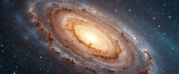 Poster - Mesmerizing Galaxy Formation: Spiral Nebula with Glowing Core and Cosmic Dust