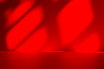 Leinwandbilder - Wall interior background, studio and backdrops show products.with shadow from window color Red background for text insertion and presentation product	