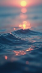 Poster - Sunset Reflections on Gentle Waves: Soft Light Creates Serene Water Surface at Dusk