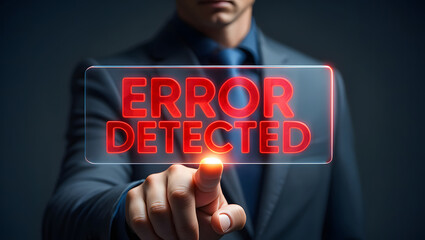 error detected system failure warning alert message technology concept