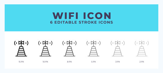 Wall Mural - wifi icon vector for web. and mobile app. editable stroke outline icon.