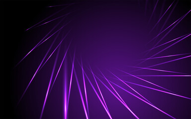 Fototapete - Glowing neon violet circular swirl lines abstract futuristic tech background. Vector digital star rays design