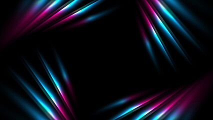 Aufkleber - Blue purple neon laser lines abstract technology background