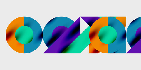 Poster - Abstract colorful shapes overlap, creating dynamic visual pattern. Bright hues blend, forming modern design element.