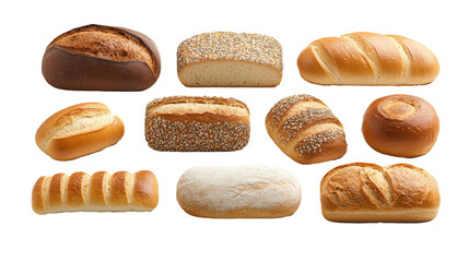 Aufkleber - Variety of freshly baked bread loaves are displayed, showcasing different textures and crusts. assortment includes whole grain, seeded, and classic white bread, highlighting bakery innovation