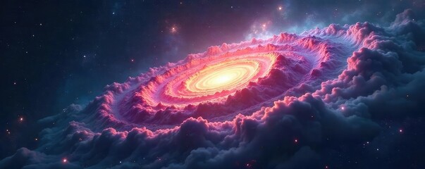 Wall Mural - mysterious swirling nebula in deep space, cosmic dust and gas illuminated by distant stars, vastness